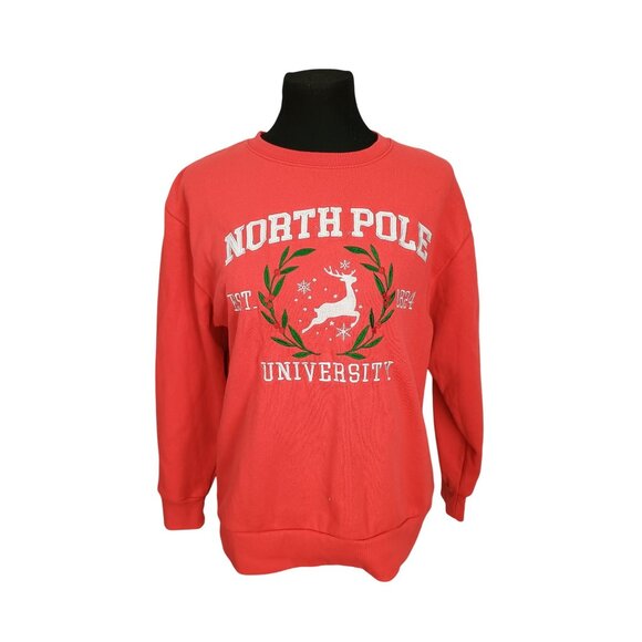 North Pole University Red Sweatshirt Size Small By State Of Mine - Picture 1 of 7